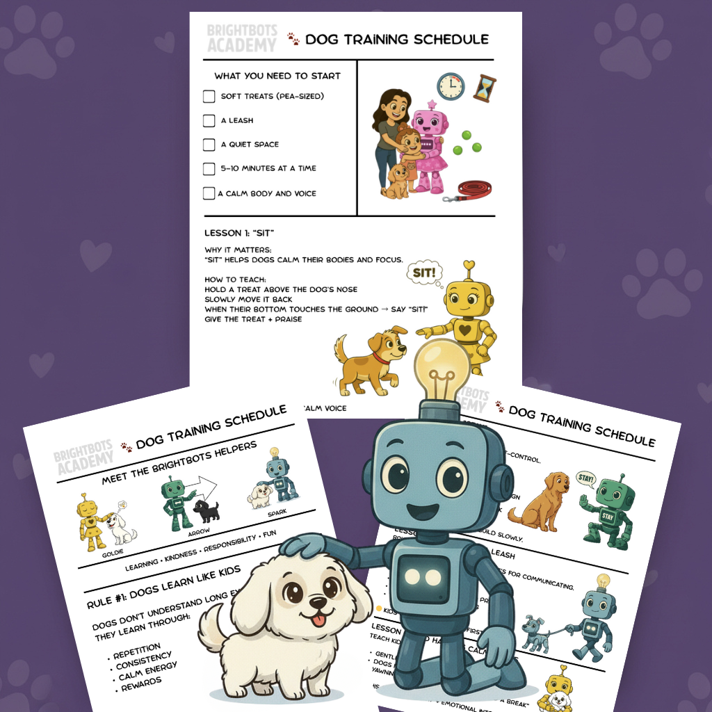Dog Training for Kids Printable | Gentle Dog Training Schedule for Families | Weekly Chart + Certificate | BrightBots Academy