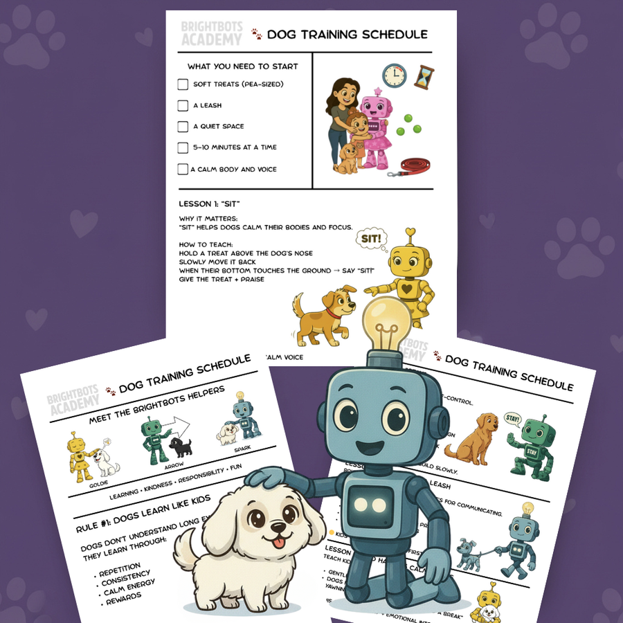 Dog Training for Kids Printable | Gentle Dog Training Schedule for Families | Weekly Chart + Certificate | BrightBots Academy
