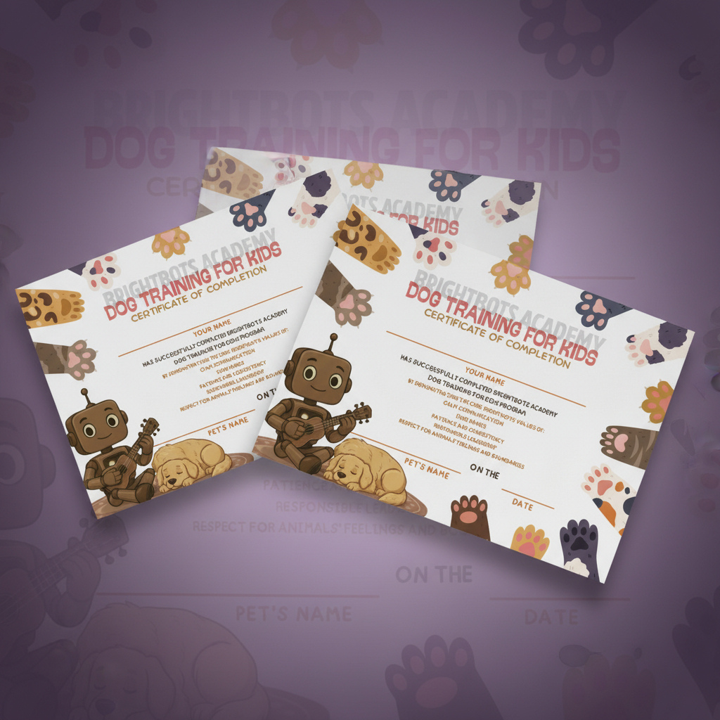 Dog Training for Kids Printable | Gentle Dog Training Schedule for Families | Weekly Chart + Certificate | BrightBots Academy