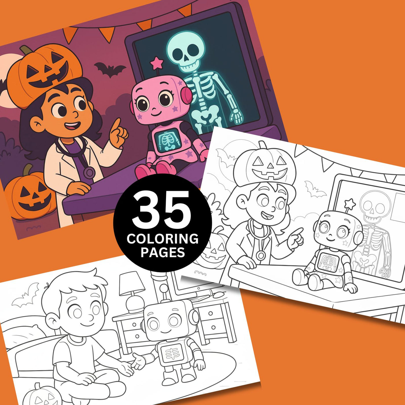 Digital Halloween Coloring Pages from We've Got Bones YouTube Video!