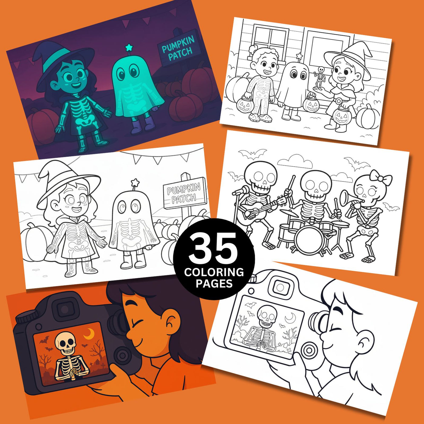 Digital Halloween Coloring Pages from We've Got Bones YouTube Video!
