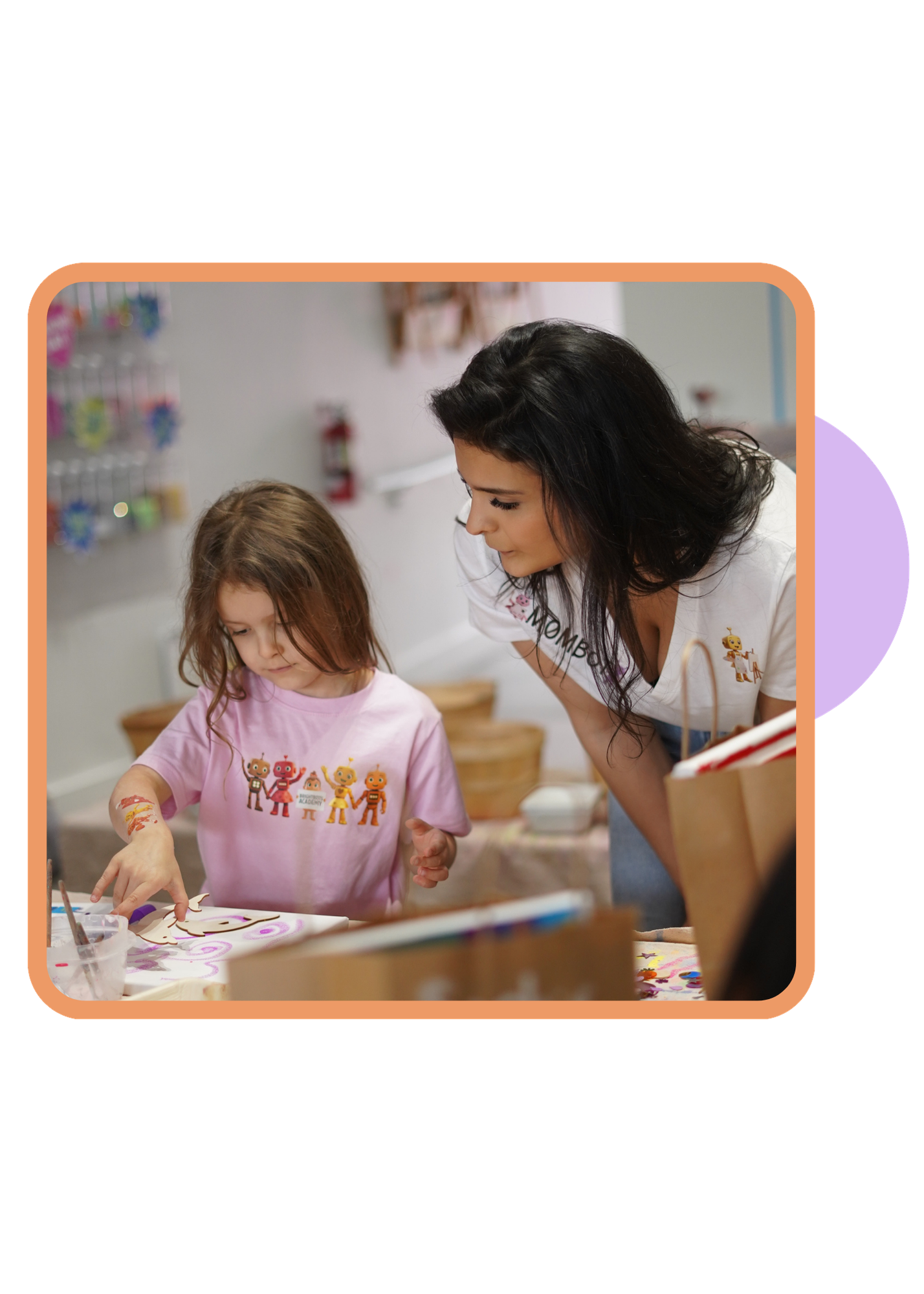 Mom and daughter doing a craft activity together